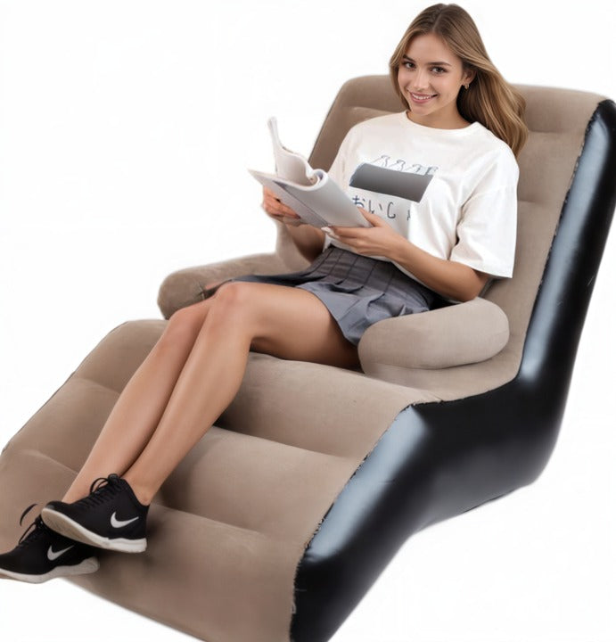 Inflatable S-Shaped Lazy Sofa Bed | Portable Air Lounge Chair for Travel, Camping, Living Room & Outdoor Use