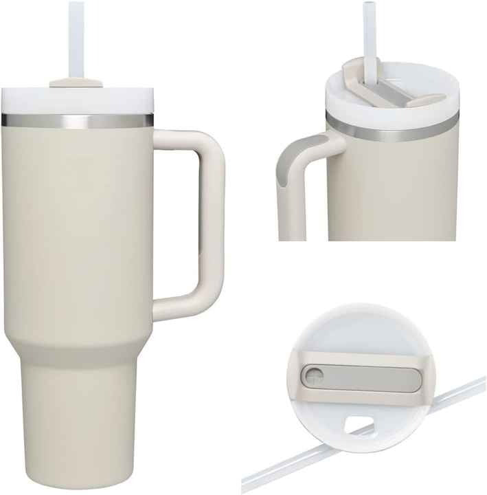 1200ml Stainless Steel Tumbler with Straw & Handle – Hot & Cold Travel Mug