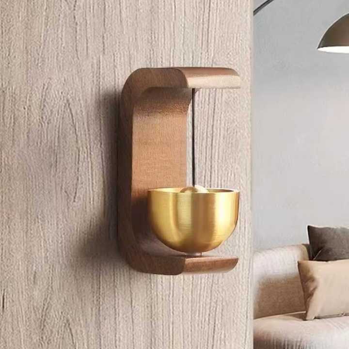 Magnetic Wooden Doorbell | Brass Wind Chime for Entryway | Home Decor & Shop Use