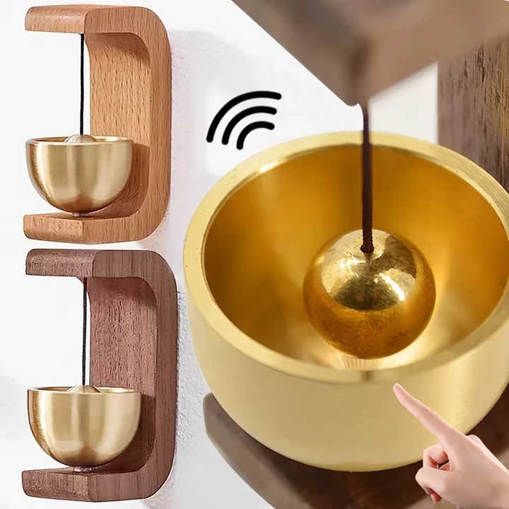 Magnetic Wooden Doorbell | Brass Wind Chime for Entryway | Home Decor & Shop Use
