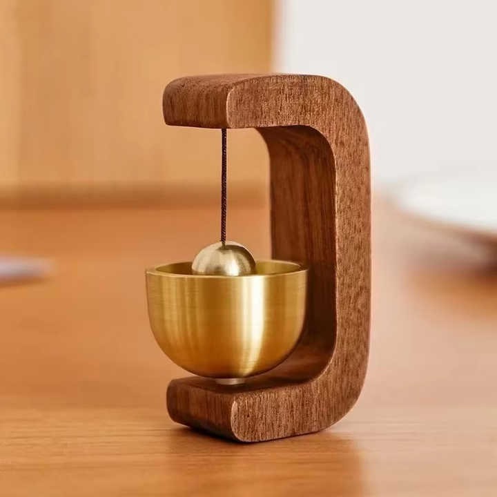 Magnetic Wooden Doorbell | Brass Wind Chime for Entryway | Home Decor & Shop Use