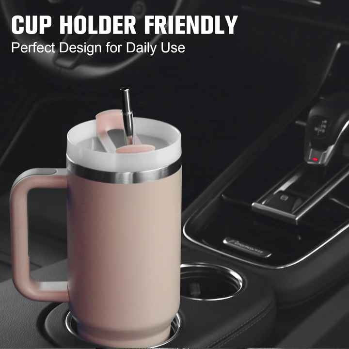 1200ml Stainless Steel Tumbler with Straw & Handle – Hot & Cold Travel Mug