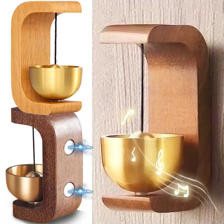 Magnetic Wooden Doorbell | Brass Wind Chime for Entryway | Home Decor & Shop Use