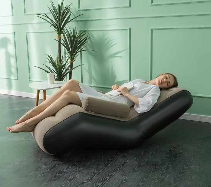 Inflatable S-Shaped Lazy Sofa Bed | Portable Air Lounge Chair for Travel, Camping, Living Room & Outdoor Use