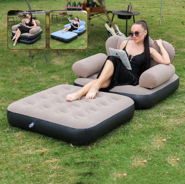 5-in-1 Folding Sofa Bed with Electric Pump | Inflatable Sofa Chair for Home & Outdoor