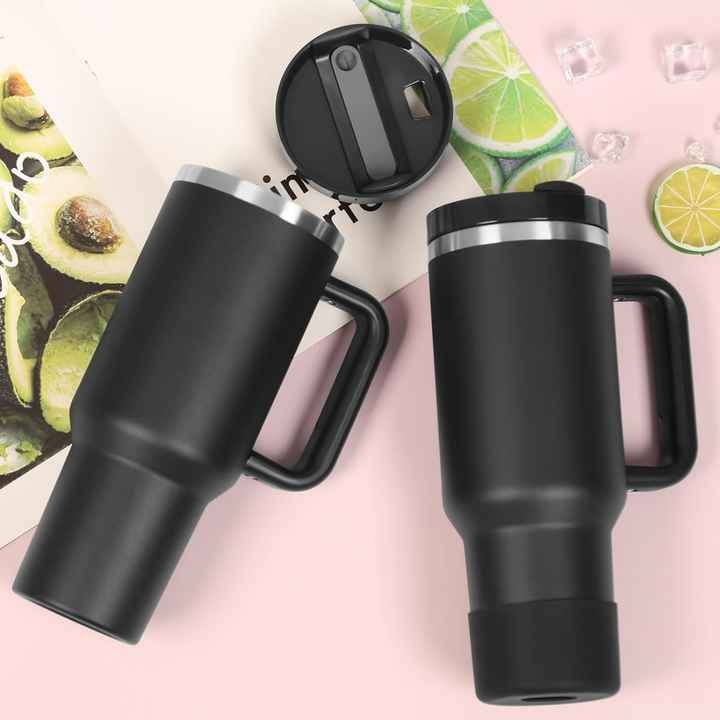 1200ml Stainless Steel Tumbler with Straw & Handle – Hot & Cold Travel Mug