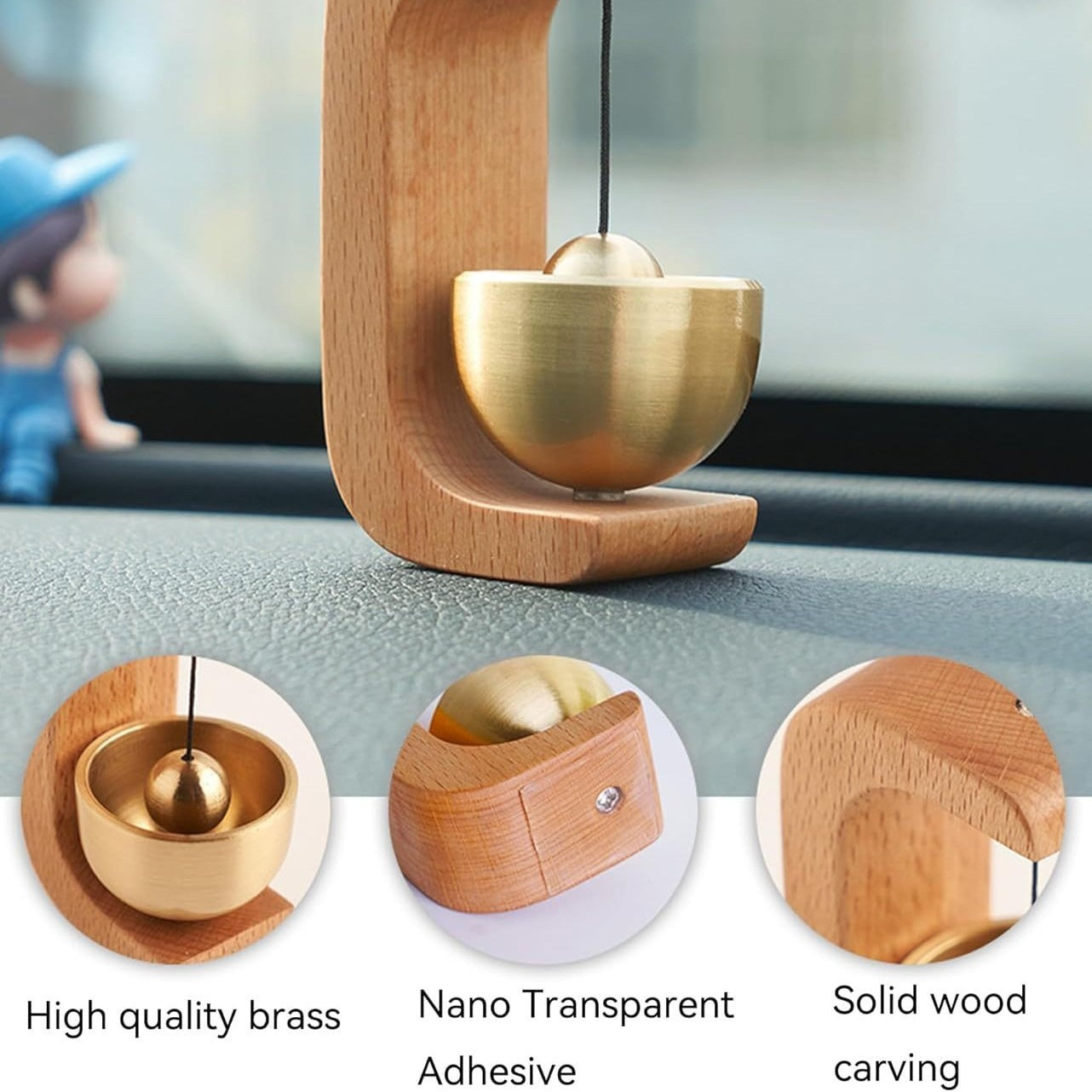 Magnetic Wooden Doorbell | Brass Wind Chime for Entryway | Home Decor & Shop Use