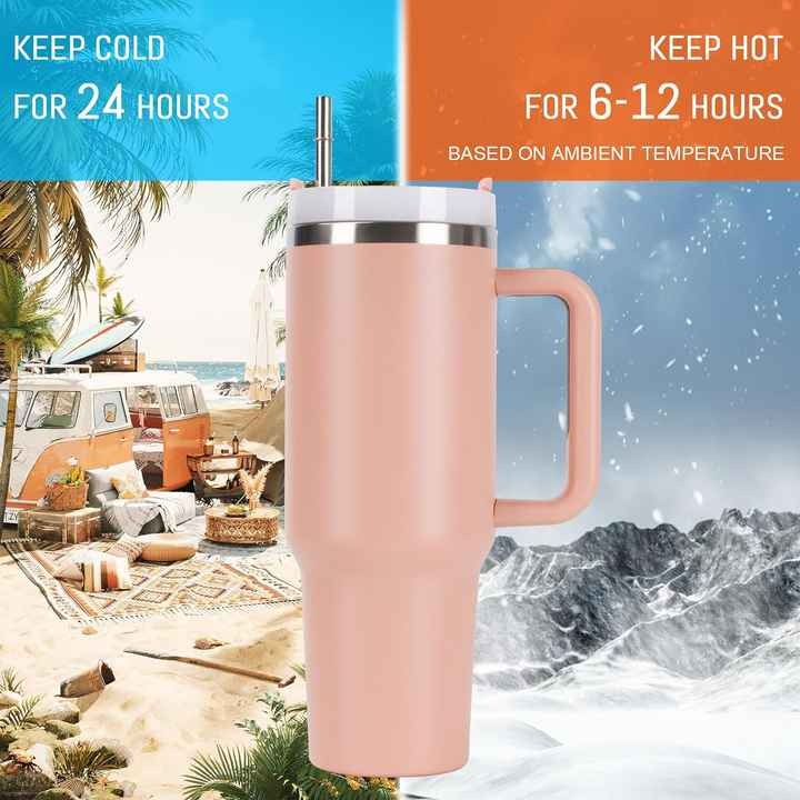 1200ml Stainless Steel Tumbler with Straw & Handle – Hot & Cold Travel Mug