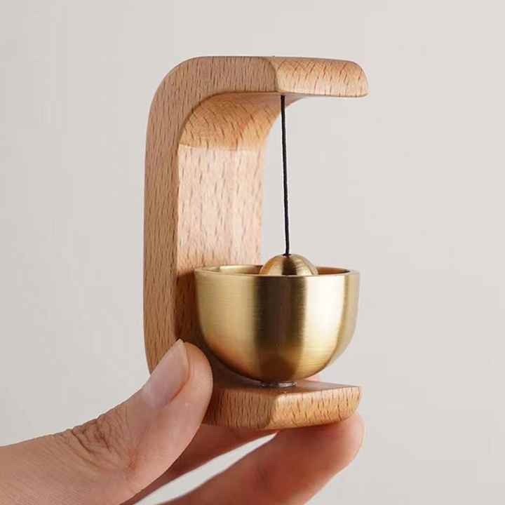 Magnetic Wooden Doorbell | Brass Wind Chime for Entryway | Home Decor & Shop Use