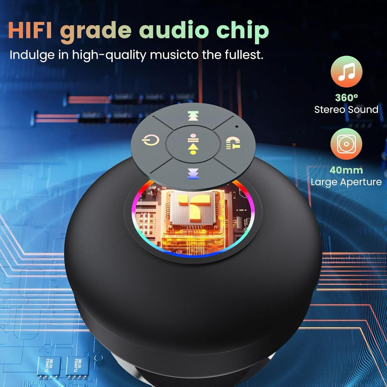 Waterproof LED Bluetooth Shower Speaker