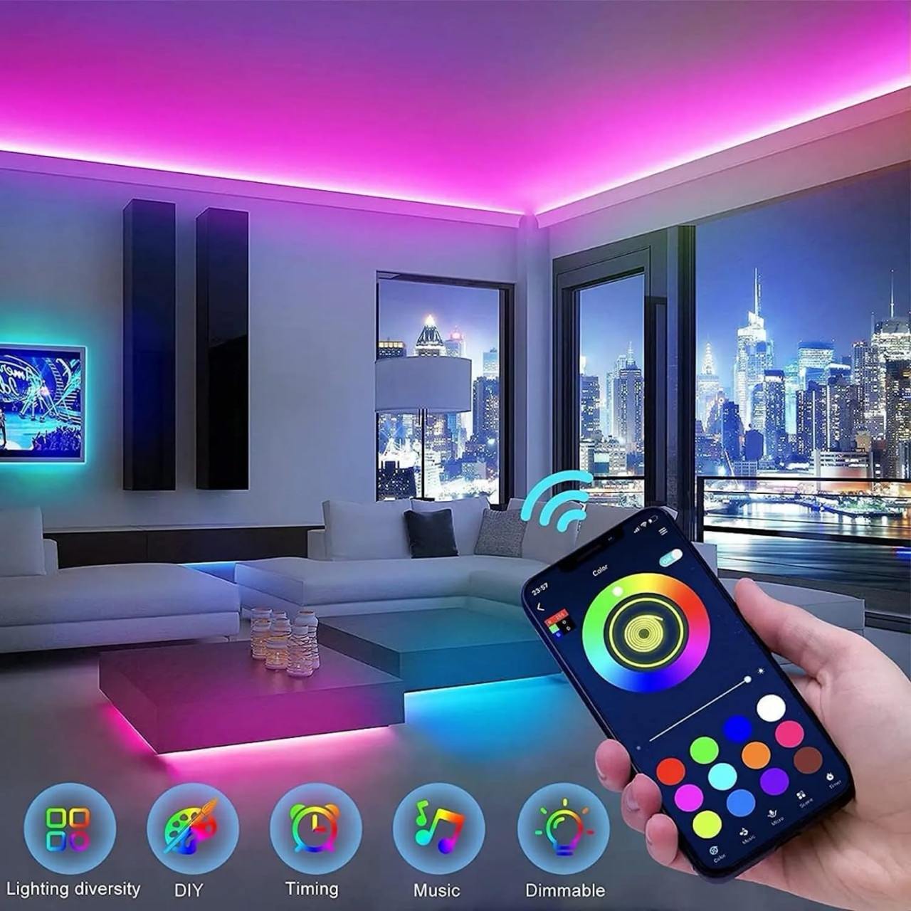 RGB LED Strip Light for TV Backlight | 5M LED Mood Lights with Remote Control