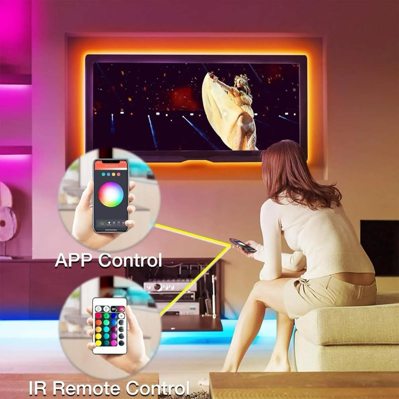 RGB LED Strip Light for TV Backlight | 5M LED Mood Lights with Remote Control