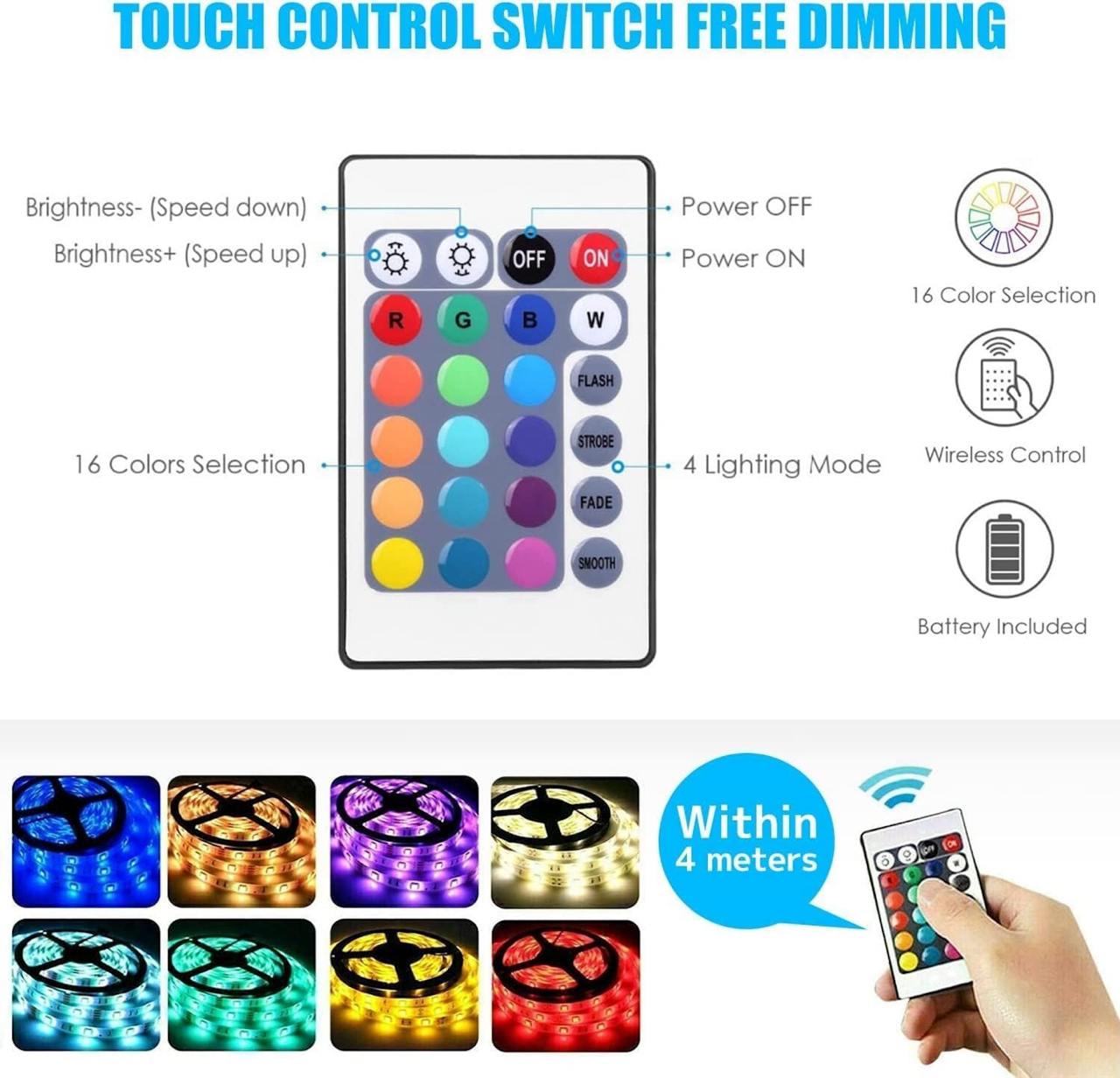 RGB LED Strip Light for TV Backlight | 5M LED Mood Lights with Remote Control