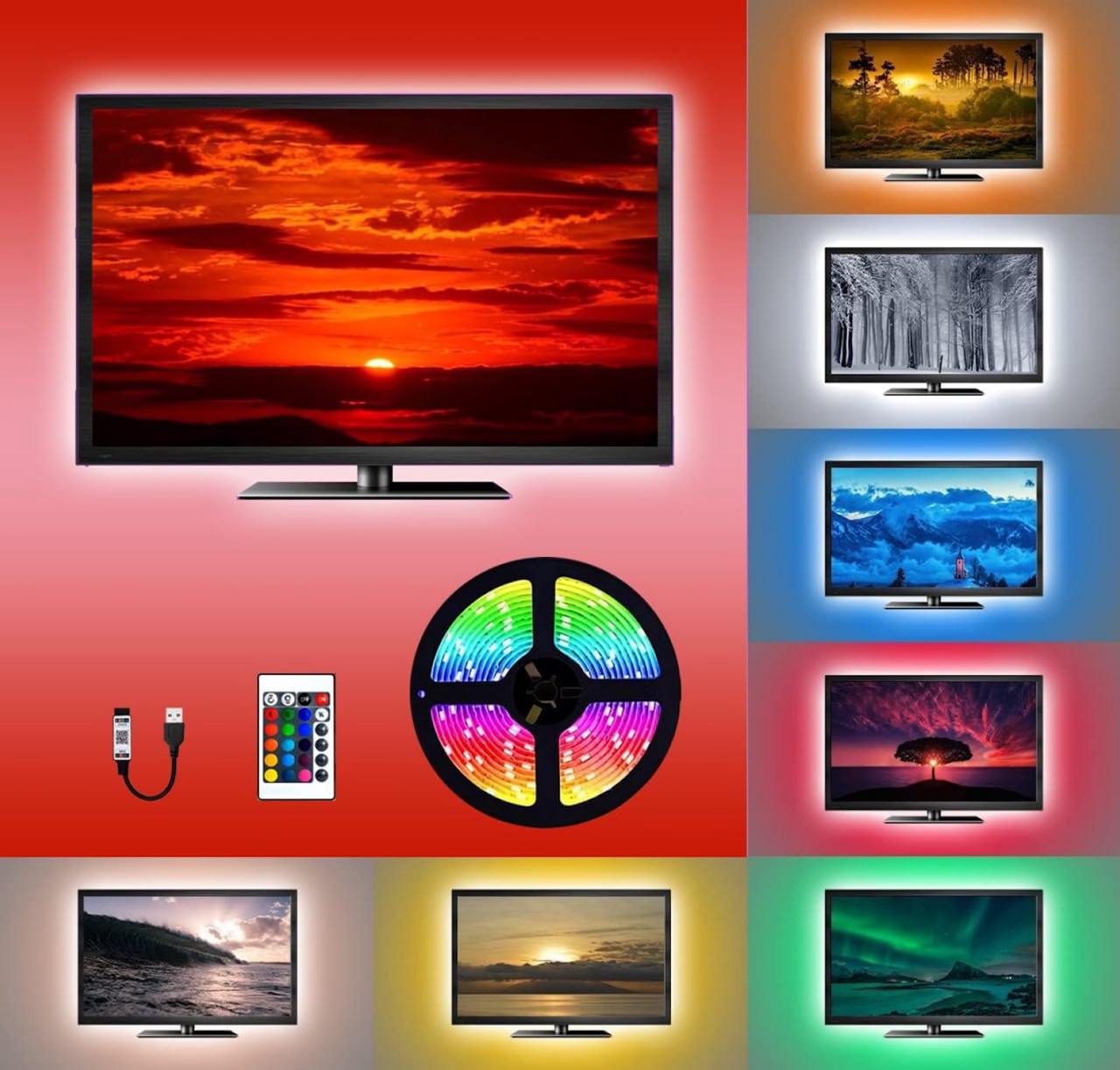 RGB LED Strip Light for TV Backlight | 5M LED Mood Lights with Remote Control